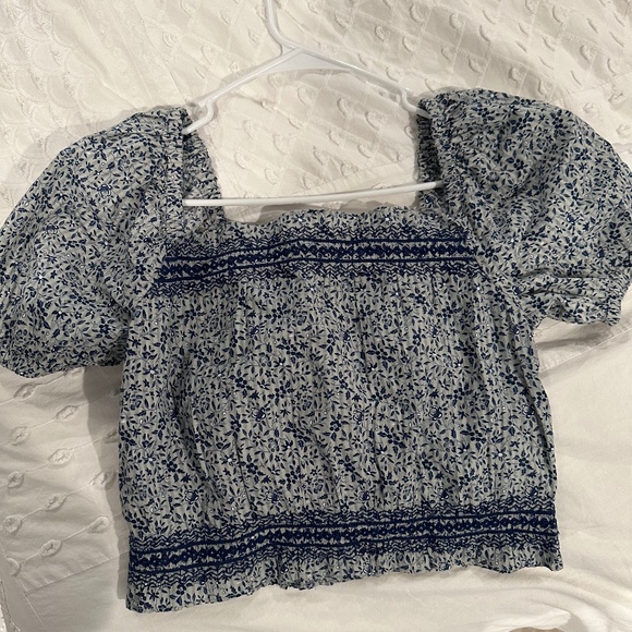 Madewell  embroidered cropped peasant top - Picture 1 of 3
